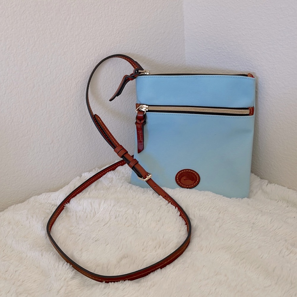 Dooney & Bourke Light Blue and Brown Crossbody Bag
